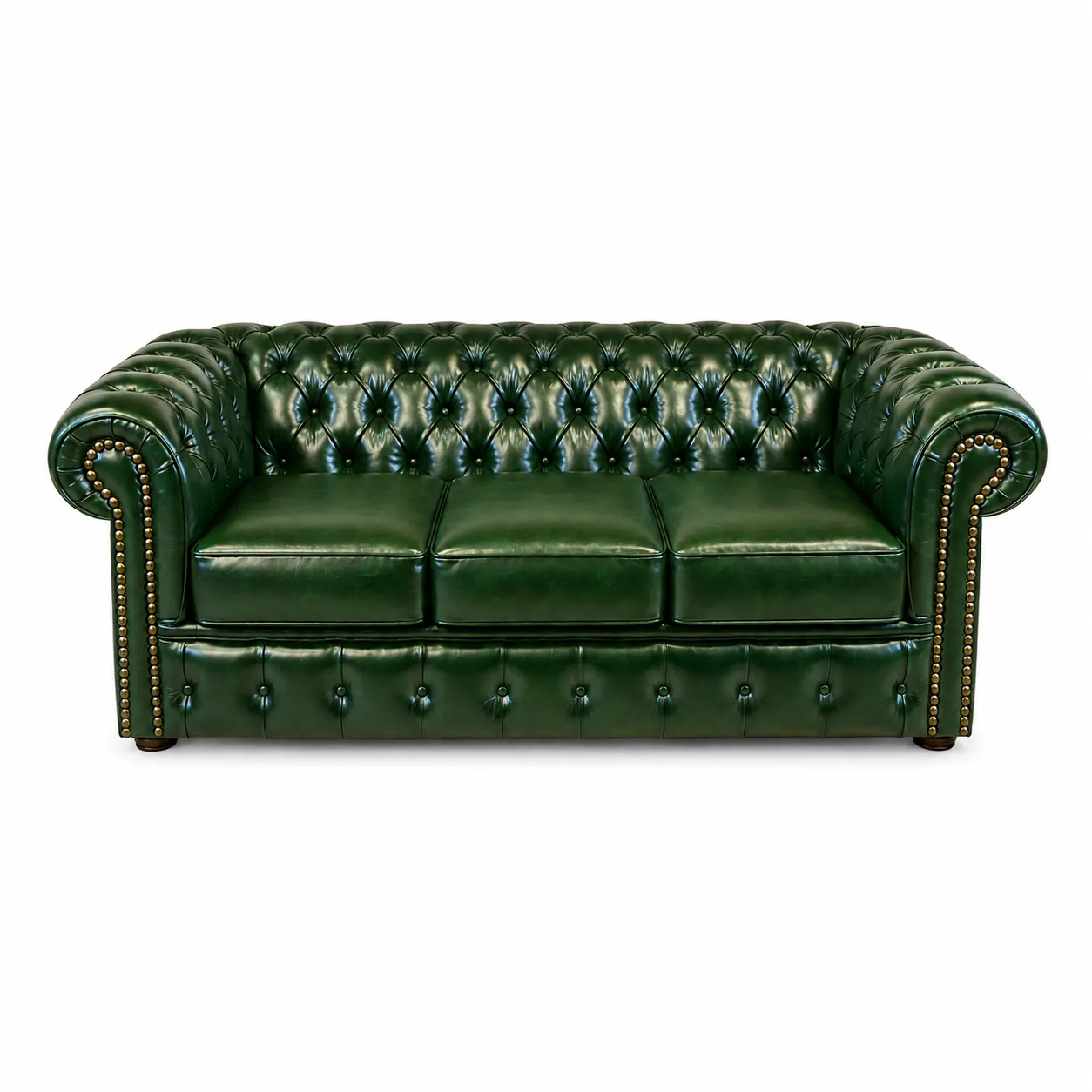 Studio style classic green oil wax leather Chesterfield sofa restored in Shah Alam Selangor by Mr Sofa