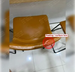 brown leather bar chair seat damage before repair with peeling and surface loss in jalan u thant, Amapang Kuala Lumpur
