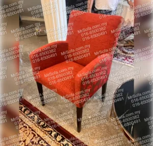 Red fabric arm chair reupholstery in Damansara Heights KL by Mr Sofa