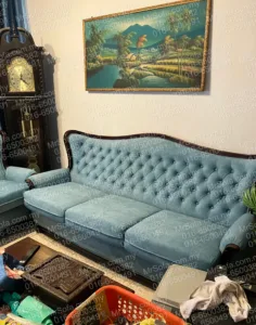 completed-blue-fabric-classic-sofa-set-reupholstery-cheras-kl Completed blue fabric European-style Chesterfield sofa set reupholstery by Mr Sofa in Cheras KL