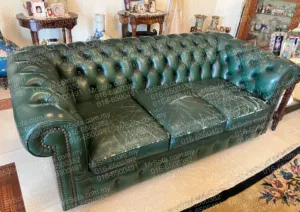 cracked-leather-chesterfield-sofa-before-restoration-shah-alam Before restoration classic oil wax leather Chesterfield sofa with cracked leather seats in Shah Alam Selangor