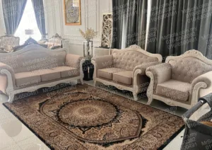 Restored classic living room chesterfield sofa jati set 1+2+3 seater with beige upholstery by Mr Sofa in Taman Melawati