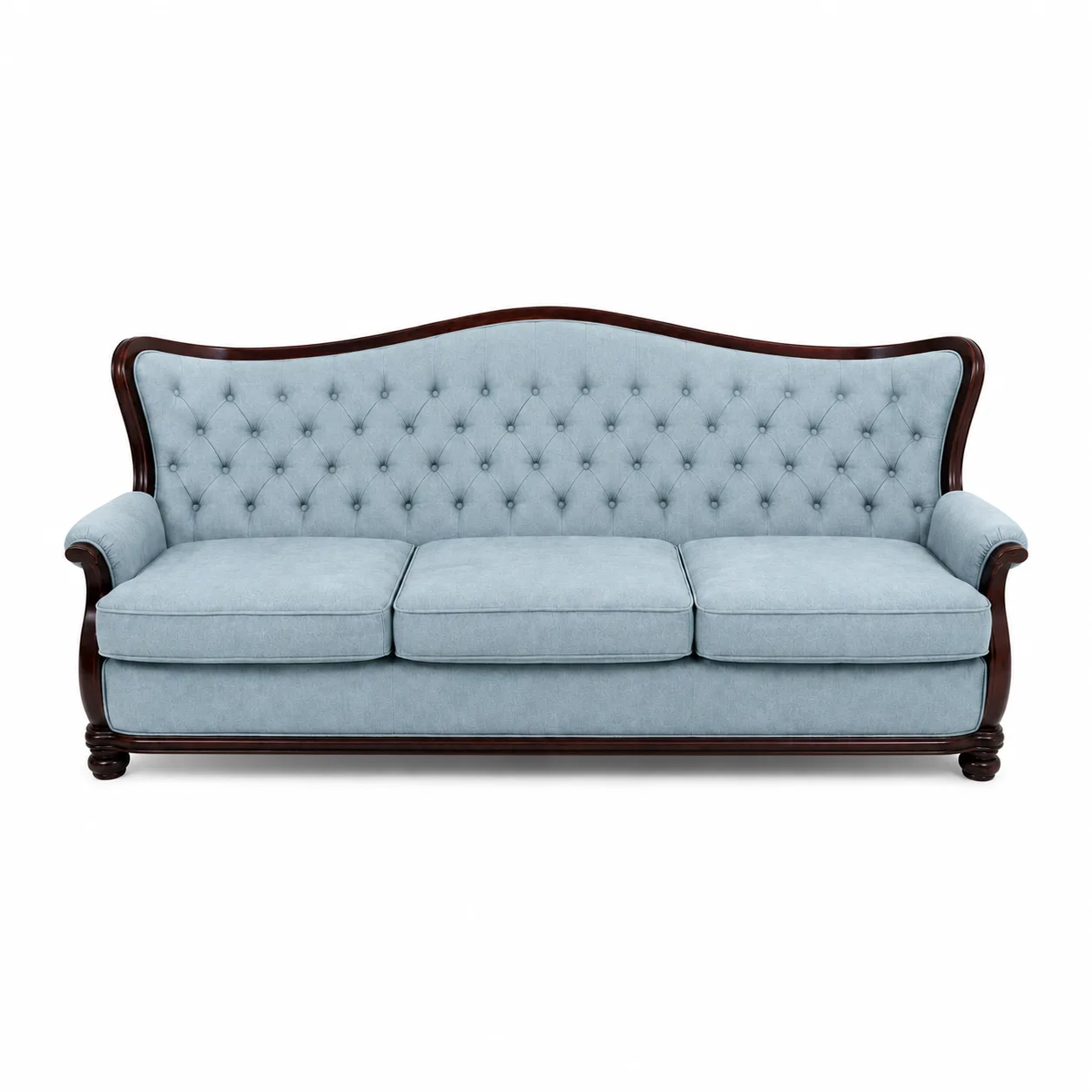 Studio style classic European Style Chesterfield blue fabric sofa with diamond button design by Mr Sofa Cheras KL