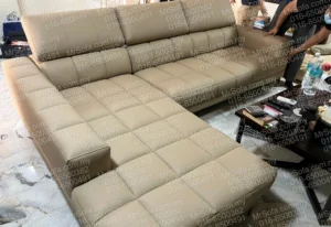 L shape leather sofa repair in Maluri KL with repaired sagging seat by Mr Sofa