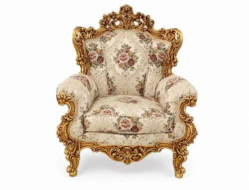 Hand Carving Gold Sofa Reupholstery at The Mines Residence