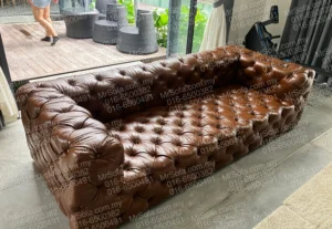 restored-classic-chesterfield-sofa-brown-vintage-leather-klcc-by-mr-sofa Restored Classic Chesterfield sofa with brown vintage leather in KLCC by Mr Sofa