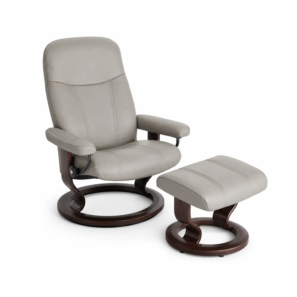 Restored Stressless recliner with matching footstool in cow hide leather by Mr Sofa for a customer in Bangsar KL