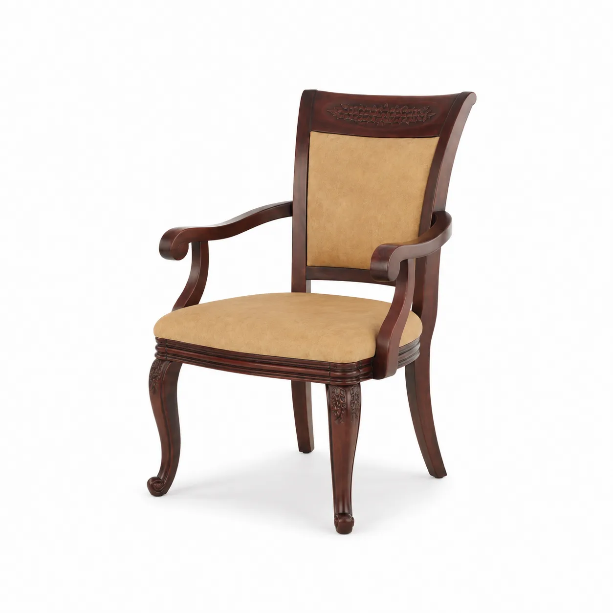 Restored wooden dining arm chair with new fabric in Wangsa Maju KL by Mr Sofa